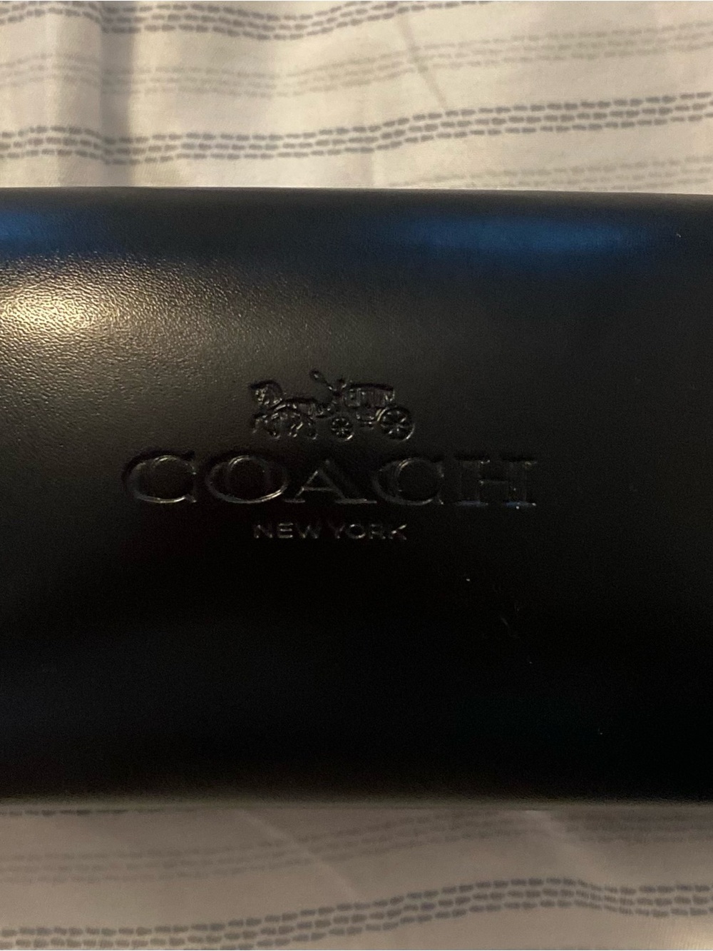 Coach Black Embossed Leather Eyewear Case